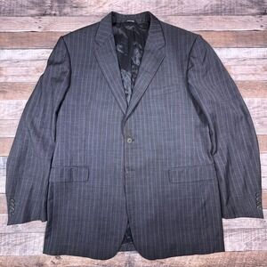 Chiavari Mens Suit Jacket Fintes Super‎ 100s Wool Gray Pinstripe Blazer Size 48L